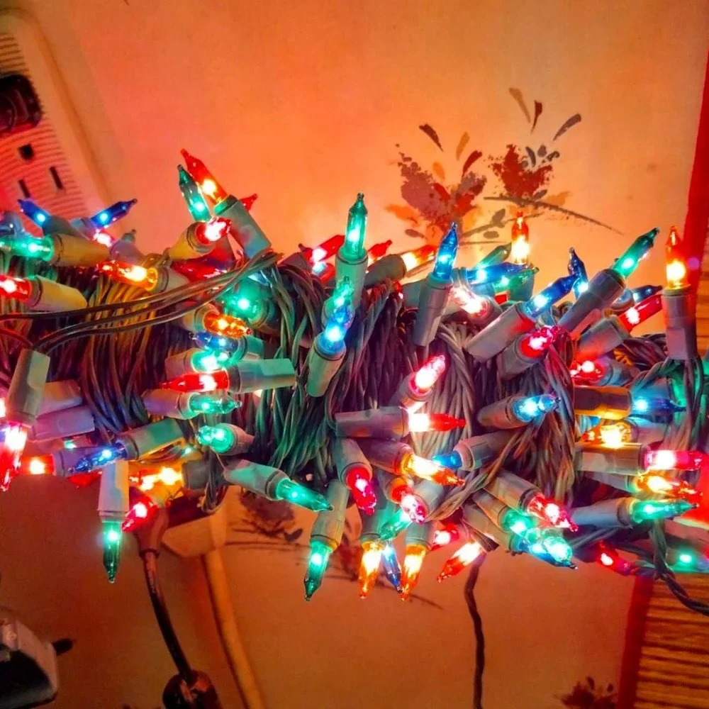 3 Vintage strings of multi-colored Christmas Holiday Lights & extra bulbs